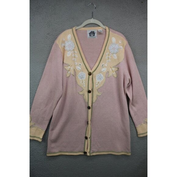 Storybook Knits Vtg. Beaded Embroidered Sweater-Size Large-Grandmacore-Y2K - Picture 1 of 13